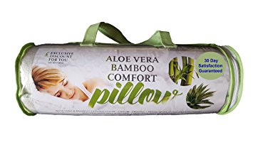 Aloe Vera Bamboo Comfort Pillow with Shredded Memory Foam and Removable Washable Cover, King