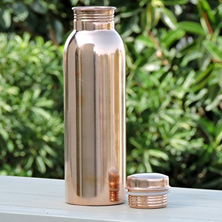 903 Pure Copper Yoga Water Bottle, 1000ML -Handmade,Joint Free & Leak Proof for Ayurvedic Health Benefits.