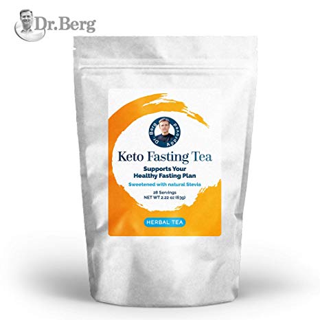 Dr. Berg's Keto Fasting Tea (Sweetened) Caffeine-Free - an Appetite Suppressant Green Herbal Tea Drink to Help Reduce Hunger for Weight Loss - Dietary Supplement (Solo)
