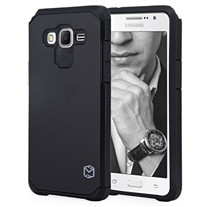 Grand Prime Case, MP-MALL [Dual Layer] [Shockproof] Armor Hybrid Defender Anti-Drop Rugged Premium Protective Case Cover Fit For Samsung Galaxy Grand Prime (Black)