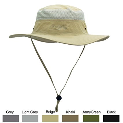 WELKOOM Sun Hat for Men & Women, Wide Brim UPF 50  UV Protection Beach Cap, Breathable Outdoor Boonie Hats with Adjustable Drawstring Design, Perfect for Hiking, Fishing, Camping, Boating & Safari
