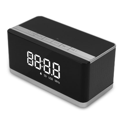 Wireless Speakers, InRich Portable Bluetooth Speaker with Enhanced Bass, Built-in Microphone (Alarm Clock, FM Radio, LED Diaply) for iPhone and More