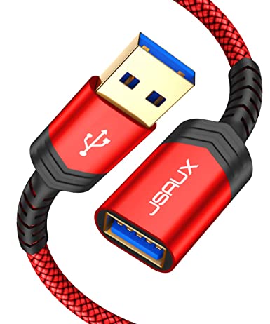 JSAUX USB 3.0 Extension Cable, [2Pack, 2M] High Speed 5Gbps Data Transfer Type A Male to Female USB Extension Lead Cord Compatible for USB Keyboard, Mouse, Flash Drive, Hard Drive,Printer, etc - Red