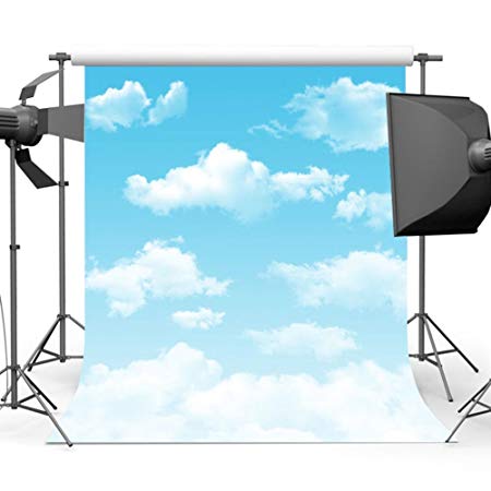 Mehofoto Blue Sky Backdrop Photography White Cloud Photo Background for Children Kids Photo Studio Props 5x7