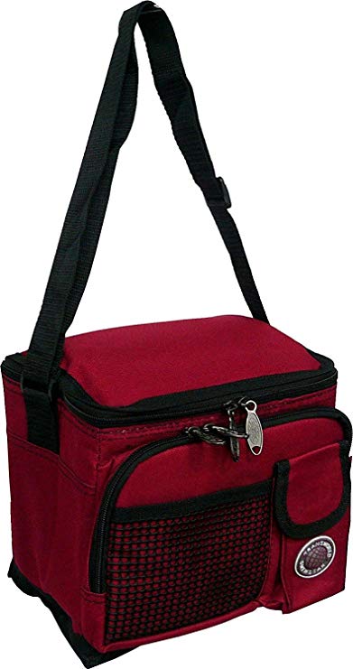Transworld Durable Deluxe Insulated Lunch Cooler Bag (Many Colors and Size Available) (9" x 7" x 8", Red)