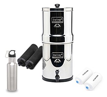 Big Berkey Water Filter System w/ 2 Black Purifier Filters (2 Gallons) Bundled w/ 1-set of Fluoride Filters (PF2)