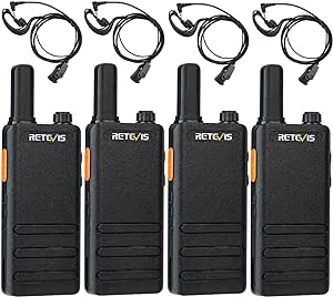 Retevis RT622P Walkie Talkies, Rechargeable 2 Way Radio,15mm Ultra-Thin, 1620mAh USB-C, VOX, Professional Walkie Talkies for Adults Long Range with Earpieces for Restaurant, Hotel (4 Pcs, Black)