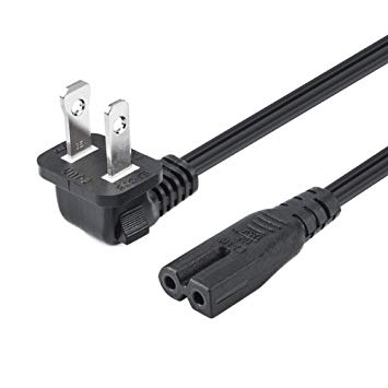 CableCreation 3 Feet 90 Degree 2-Slot Polarized Power Cord, 18 AWG Angled IEC320 C7 to NEMA 1-15P Power Cable, 0.9M/Black