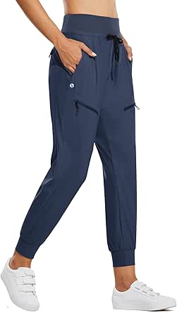 BALEAF Women's Joggers Lightweight Hiking Pants High Waist 5 Zipper Pockets Quick Dry Travel Athletic UPF50