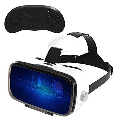 Virtual Reality headset for iphone and Android 2017 Latest Edition Just Released 3D VR Goggles with Immersive Large Screen Experience 3D Glasses For Movies, Video Games and Images Plus Remote Control