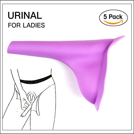 Female Urinal,CrazyFire Ladies Portable Toilet,Reusable Woman Urine Funnel,No More Dirty Toilets,Festival Outdoor Camping Travel Accessories,Included a Cloth Carry Pouch(5 Packs)