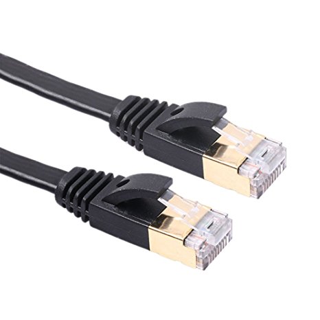 ULTRICS® Cat7 Ethernet Cable, 5M High Speed Computer Router Network Flat LAN Cable with Professional Gold Plated Headed Plug STP Wires CAT 7 RJ45 Internet Networking Modem Cable