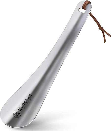 ZOMAKE Metal Shoe Horn for Men 7.3 Inch - Small Shoehorn for Seniors Travel Shoe Horns Stainless Steel Chausse Pied Manche Shoe Spoon Shoe Helper for Elderly Women