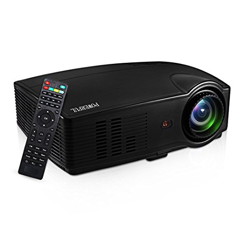 Projector, 3000 Lumens Brightness Home Projector Full HD 1080P 1280 x 800 Pixels Multimedia LCD LED Projector with HDMI VGA USB Movie Gaming Cinema Projector, Black