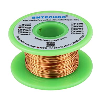 BNTECHGO 22 AWG Magnet Wire - Enameled Copper Wire - Enameled Magnet Winding Wire - 4 oz - 0.0256" Diameter 1 Spool Coil Natural Temperature Rating 155℃ Widely Used for Transformers Inductors