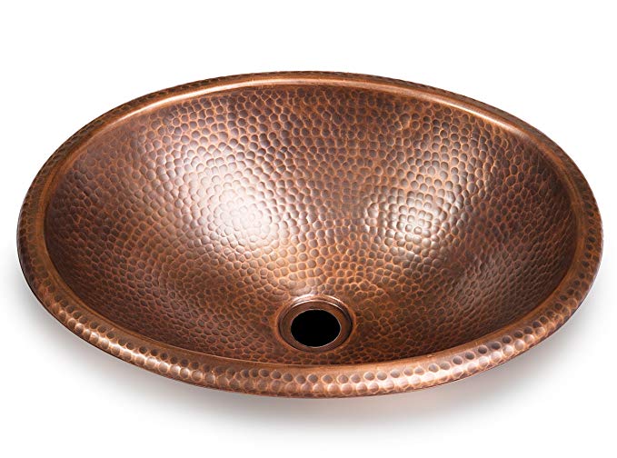 Monarch Abode Hand Hammered Oval Sink (17 Inches), Copper
