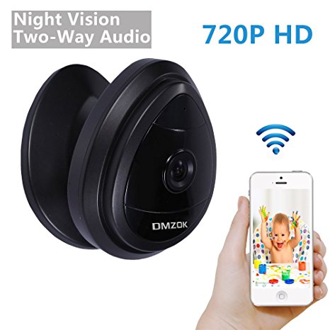 DMZOK Security WiFi Camera, Baby Camera, 720P 2- Way Audio for Listen and Talk, Remote Monitoring on Iphone and Android, Pet Camera with Video Chat, Night Vision
