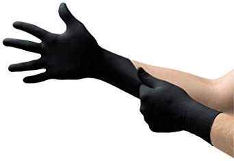 Microflex MK-296 Black Disposable Nitrile Gloves, Latex-Free, Powder-Free Glove for Mechanics, Automotive, Cleaning or Tattoo Applications, Medical / Exam Grade, Size Medium, Case of 1000 Units