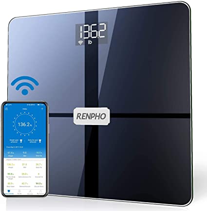 RENPHO Premium Wi-Fi Bluetooth Scale Smart Digital Bathroom Weight BMI Body Fat Scale Tracks 13 Metrics, Wireless Body Composition Analysis & Health Monitor with ITO Coating Technology, Black