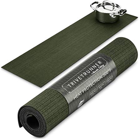 Trivetrunner:Decorative Trivet and Kitchen Table Runners Handles Heat Up to 300 F Protects Countertops and Surfaces from Hot Plates, Pots and Dishware (Dark Green)