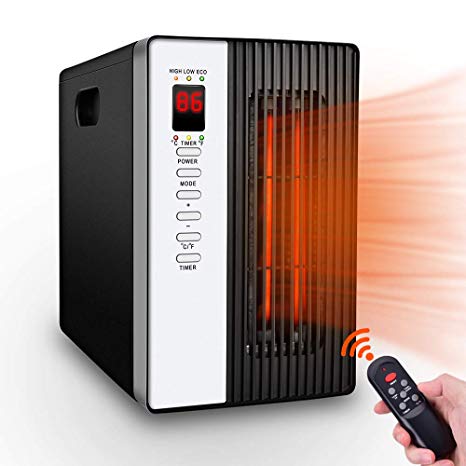 Air Choice Space Heater 1500W Electric Heating Device with Remote, Temperature Control Auto Shut Off Protection, Energy Saving, Timer Setting, 3 Modes for Home and Office