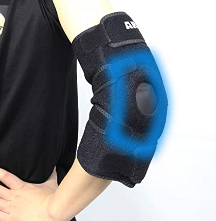 ARRIS Elbow Ice Pack Wrap, Gel Pack with Elbow Support Wrap for Hot Cold Therapy, Reusable Wearable Ice Pack for Elbow Arm Pain Relief for Tendonitis, Tennis and Sports Injury