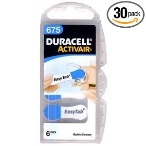 Duracell Activair Size 675 Hearing Aid Batteries (30 Batteries)