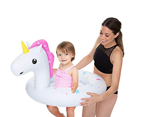 BigMouth Inc. Lil' Unicorn Pool Float - White Unicorn Baby Pool Toy, Dual-Chamber Safety Design, Durable Vinyl, Holds 45 Pounds