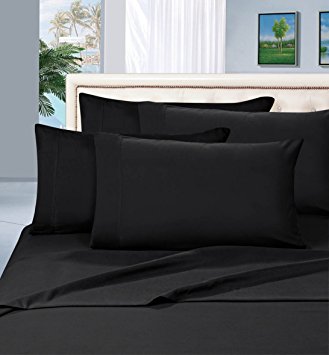 Mayfair Linen Hotel Collection 100% Egyptian Cotton - 500 Thread Count 4 Piece Sheet Set Color Black, Size Full (1 Flat Sheet, 1 Fitted Sheet and 2 Pillow Cases)