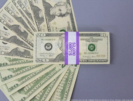 PROP MONEY NEW STYLE $20 Full Print Stack for Movie, TV, Video, Advertising & Novelty