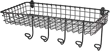 Spectrum Diversified Vintage Wall Mount Tray & Hook Station, Medium, Industrial Gray