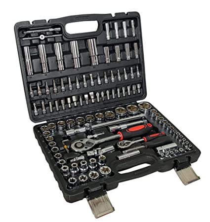 VOLTZ VZ-TK-108 Pcs Sleeve tool set Socket Wrench And Metric 1/4 And 1/2 Drive Socket Set, Extension Bars, Sockets,Quick Release Reversible Ratchet Wrench