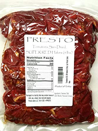 Tomatoes Sun-Dried, SUPER RED Halves (5 lbs.) by Presto Sales LLC