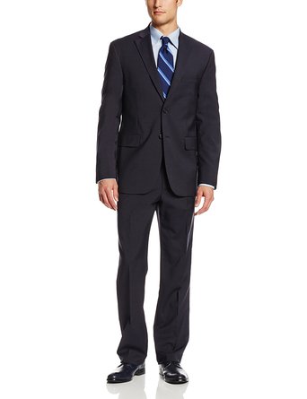 Nautica Men's Navy Stripe Two-Button Center Vent Suit with Pleat Pant