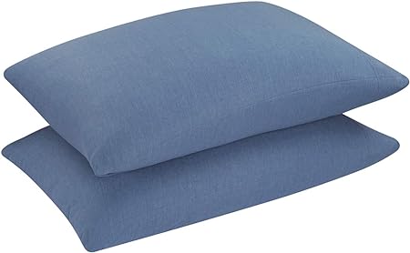 DELANNA Jersey Knit Pillowcases Soft Breathable Cotton Rich T-Shirt Weave (Indigo Blue, Standard)