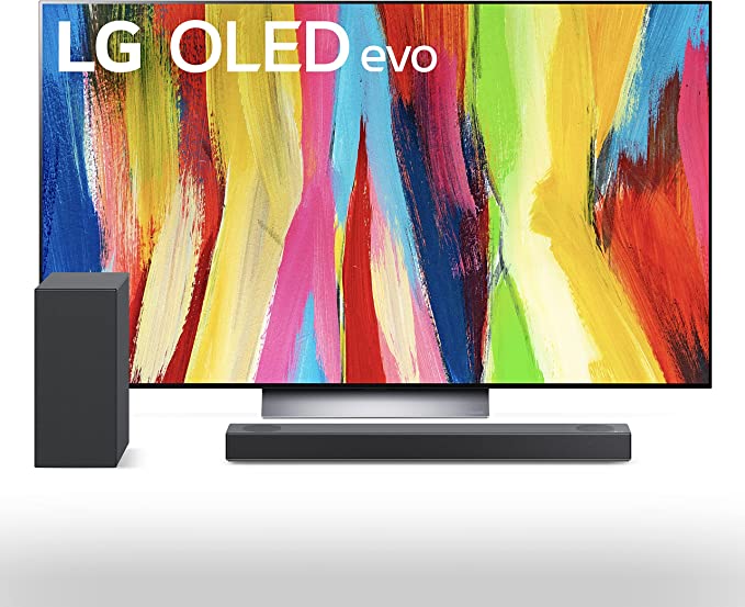 LG 65-inch Class OLED evo C2 Series 4K Smart TV with Alexa Built-in OLED65C2PUA & LG S75Q 3.1.2ch Sound bar w/Dolby Atmos DTS:X, Hi-Res Audio, Meridian, HDMI eARC, 4K Pass Thru w/Dolby Vision