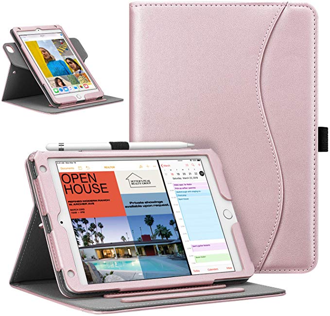 Fintie Case for iPad Mini 5 2019 / iPad Mini 4, 360 Degree Rotating Stand Cover w/Pocket, Pencil Holder, Auto Sleep/Wake for New iPad Mini 5 / Mini 4, Rose Gold