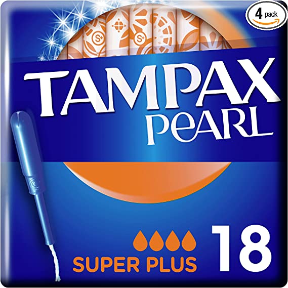 Tampax Pearl Tampons, Super Plus With Applicator, 72 Tampons (18 x 4 Packs), Leak Protection And Discretion, Super Absorbent