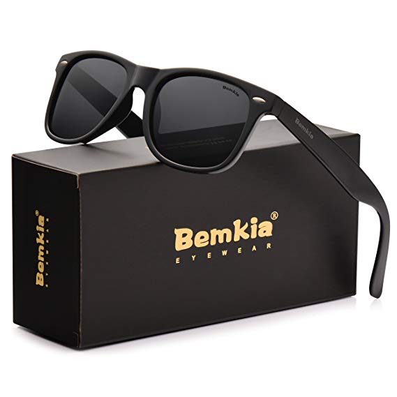 Bemkia Men Wayfarer Sunglasses Polarized Women UV 400 Protection 54 MM