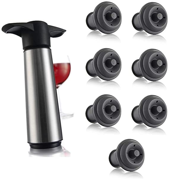 Vacu Vin Stainless Steele Wine Saver (Stainless Steel Save 1 Pump 7 Stoppers)