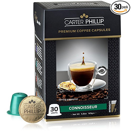 Nespresso Compatible Capsules - 30 Count - Premium Dark Roast Espresso by Carter Phillip Fine Coffee - Fit Nespresso Original Line Machines - Delicious Alternative to Nespresso Pods
