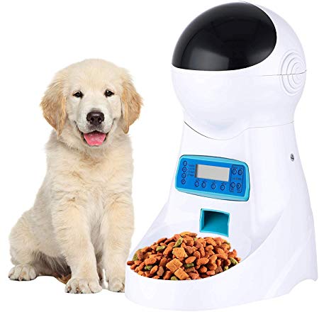 Xuliyme Automatic Dog&Cat Feeder Auto Pet Food Dispenser with LCD Display,Voice Record Remind, Timer Programmable, Portion Control for Medium & Large Dog - 4 Meals a Day