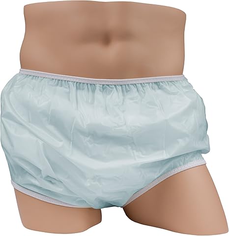 LeakMaster Adult Pull-On Vinyl Plastic Pants - Soft, Quiet and Form Fitting Incontinence Waterproof Diaper Covers for Adults - Blue, X-Small Fits 26-30 Inch Waist