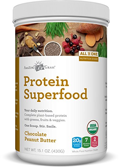 Amazing Grass Protein Superfood Chocolate Peanut Butter, 10 Servings, 15.1 ounces