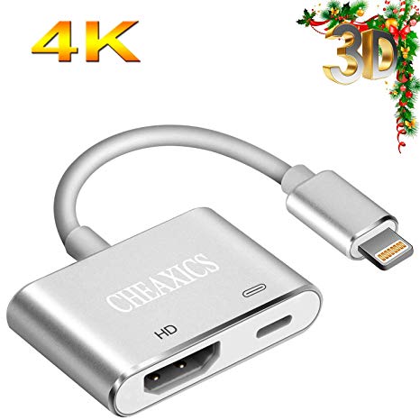 CHEAXICS Compatible with iPhone X 8 7 6 5 iPad iPod HDMI Cable, Digital AV Adapter, 2018 Latest Plug and Play 1080P Audio AV Connector
