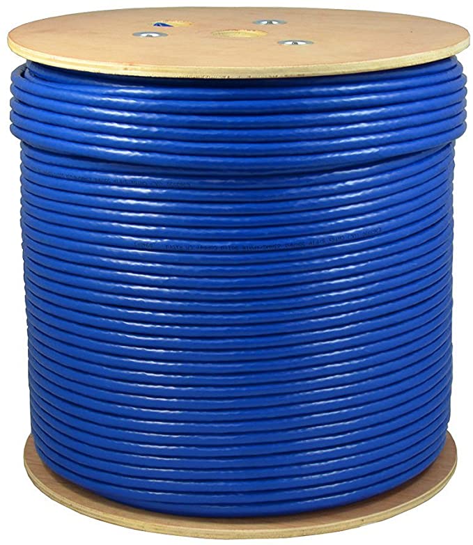 SolidLink 1000ft CAT6A S/FTP in-Wall (CMR Rated) UL Listed Bare Copper Solid 23AWG Conductor 550Mhz Fluke Tested Ethernet Wire (Blue)