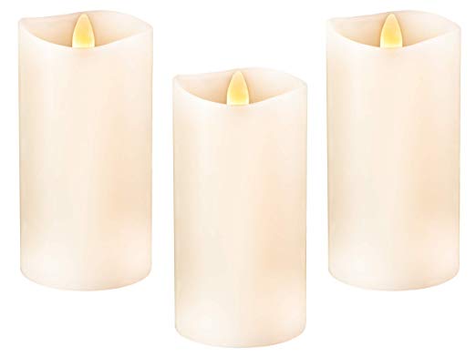 Flameless Candles Set of 3(D 3" x H 6") Flickering Flame Effect, LED Pillar Candles Real Wax with Timer and Battery Operated and Remote to Buy Separately