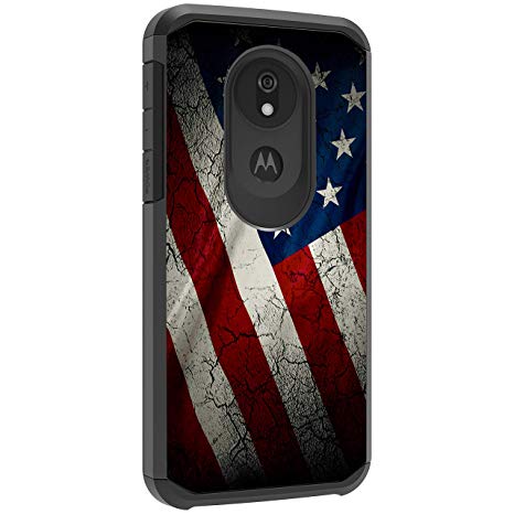 TurtleArmor | Compatible with Motorola Moto G7 Power Case | Moto G7 Supra Case | Slim Fitted Dual Layer Hard Armor Hybrid Shell Case - American Flag