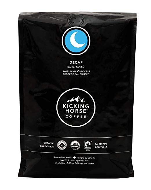 Kicking Horse Coffee, Decaf, Swiss Water Process, Dark Roast, Whole Bean, 1 kg - Certified Organic, Fairtrade, Kosher Coffee