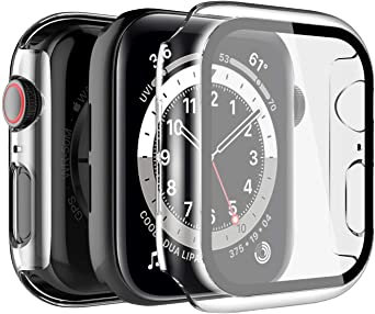 LK [2 Pack] Case for Apple Watch 40mm Series 6 / SE,[Model No. LK-40MM-6] Built-in Tempered Glass Screen Protector, Hard PC Protector Cover for Apple Watch 40mm Series 6 / SE (Clear)